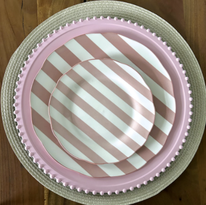Set de 4 Assiettes rayées Trattoria ROSE - Différentes tailles – Image 3