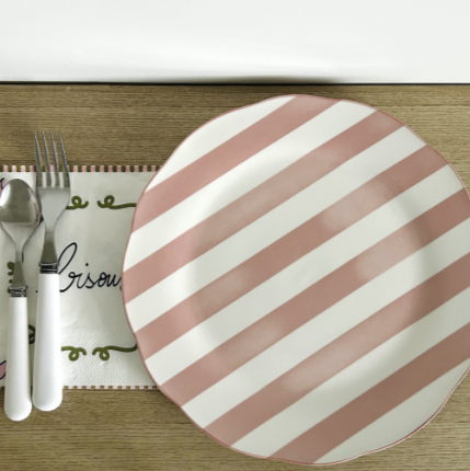 Set de 4 Assiettes rayées Trattoria ROSE - Différentes tailles – Image 5