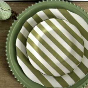 Set de 4 Assiettes rayées Trattoria VERT - Différentes tailles