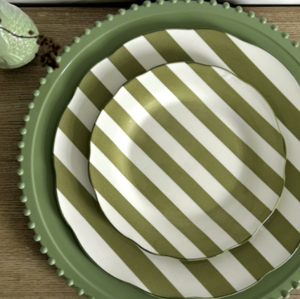 Set de 4 Assiettes rayées Trattoria VERT - Différentes tailles