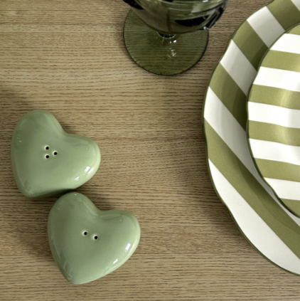 Set de 4 Assiettes rayées Trattoria VERT - Différentes tailles – Image 2