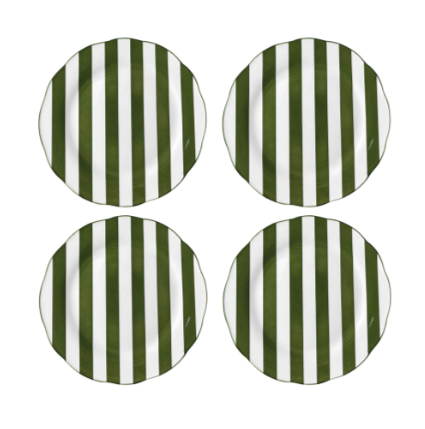Set de 4 Assiettes rayées Trattoria VERT - Différentes tailles – Image 3