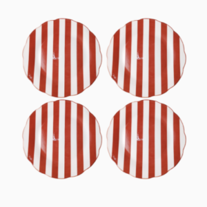 Set de 4 Assiettes rayées Trattoria ROUGE - Différentes tailles