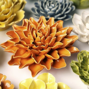 Fleur d'Azalée en céramique Orange à accrocher