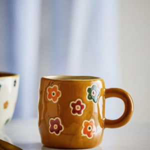 Addy Tasse Marron à Fleurs Colorés Grès