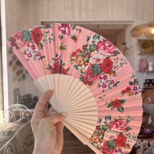 Eventail bois de bouleau MIA rose