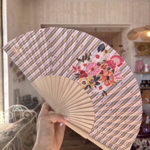 Eventail bois de bouleau KIMIKO rose