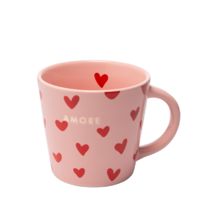 Tasse/Mug en céramique rose avec coeurs AMORE