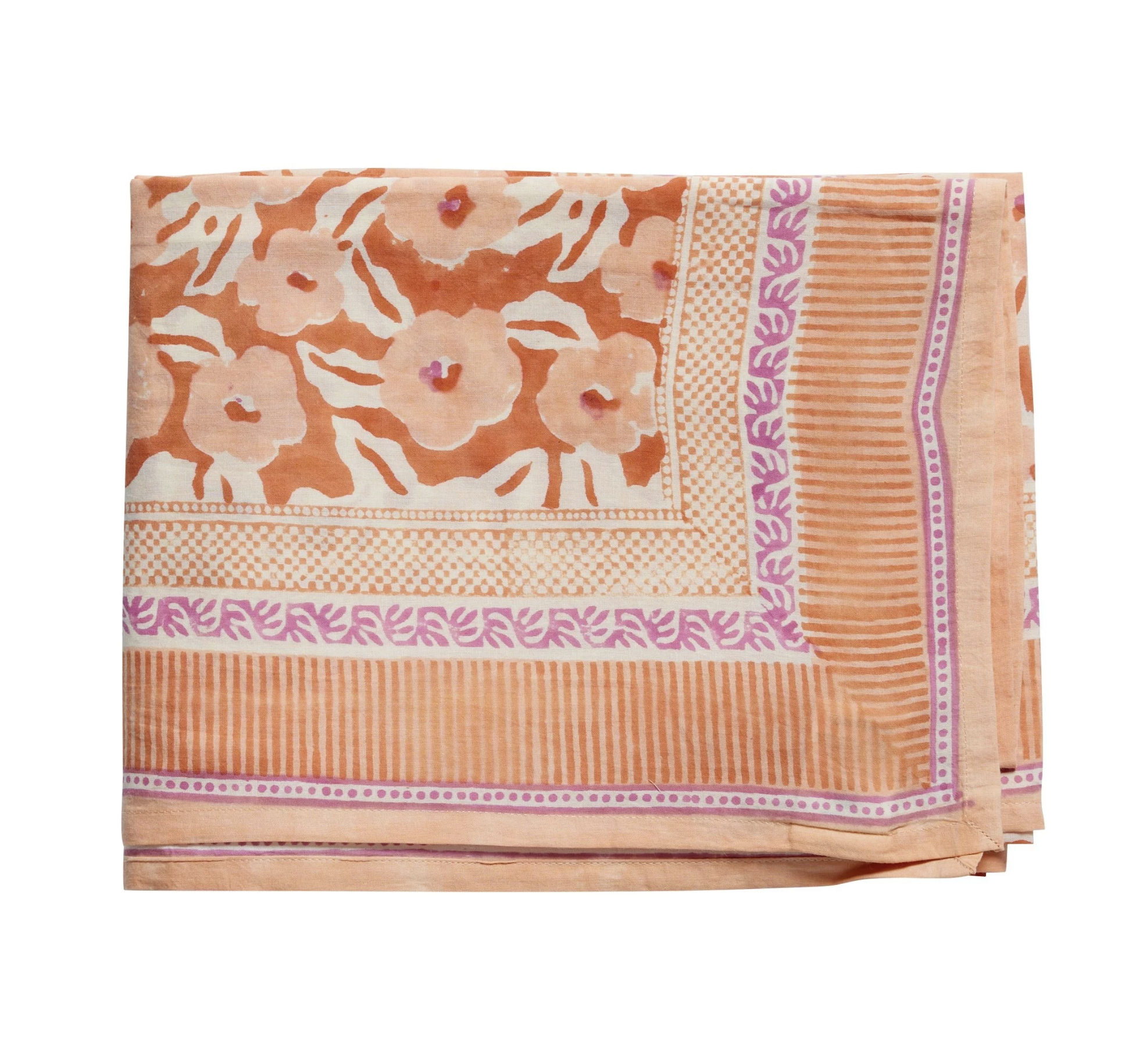 Nappe Indienne - Chunni Fleurie Orange 170 x 250 cm