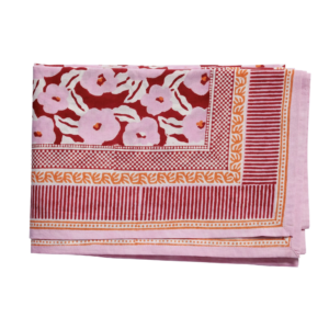 Nappe Indienne - Chunni Fleurie Rouge 170 x 250 cm