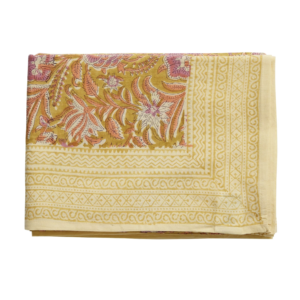 Nappe Indienne - Nerhu Fleurie Jaune 170 x 250 cm