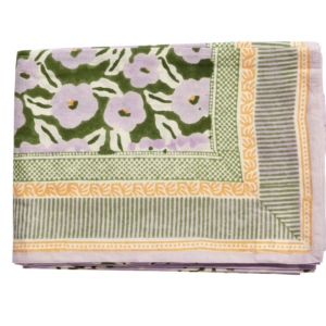 Nappe Indienne - Chunni Fleurie Vert  170 x 250 cm