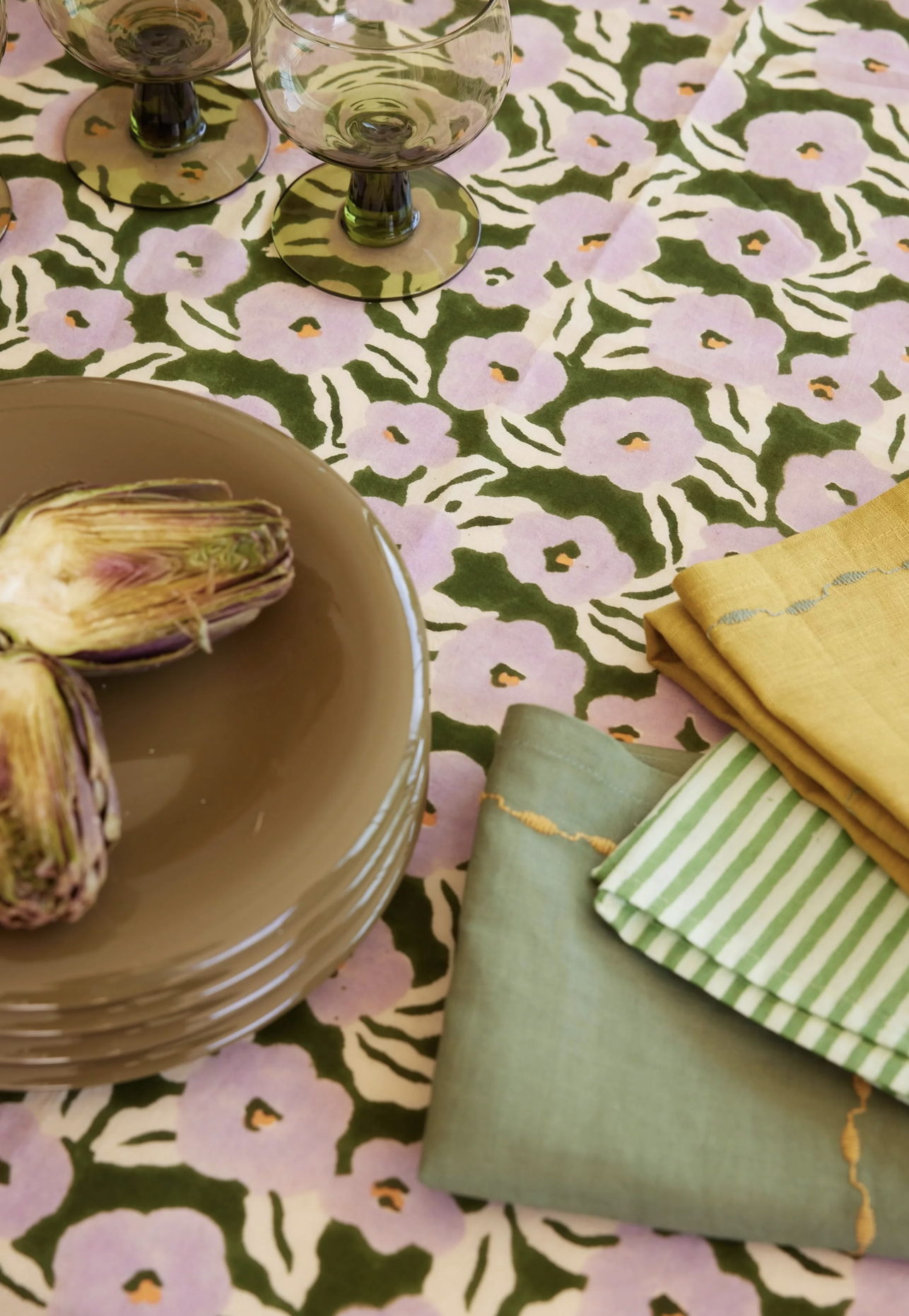Nappe Indienne - Chunni Fleurie Vert 170 x 250 cm – Image 5