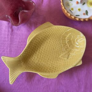 Plat en céramique Poisson Jaune Moutarde