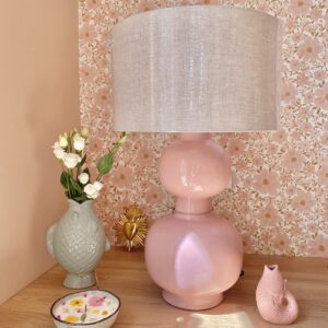 Lampe Rose avec Abat-jour Effet Lin