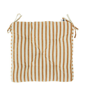 Galette de chaise carrée rayée - Orange 45 x 45cm