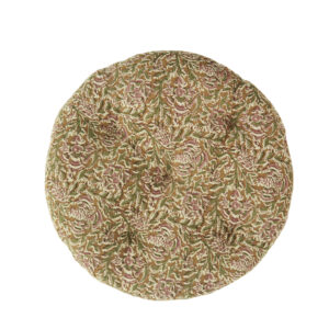 Galette de chaise ronde florale - Rose et Vert ∅45cm