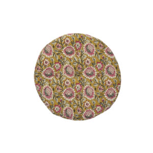 Galette de chaise ronde florale - Moutarde ∅45cm