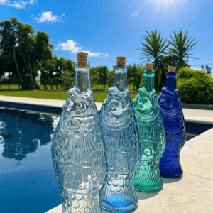 Bouteille en verre poisson avec bouchon liège – Plusieurs coloris
