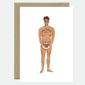 Guy with a cake Happy Birthday - Carte de voeux