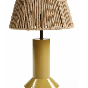 Lampe à poser Jaune avec abat-jour en corde