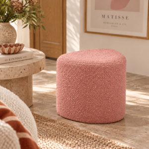 Tabouret Eve en tissu bouclette rose – Opjet