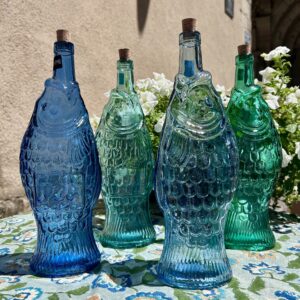 Bouteille en verre poisson avec bouchon liège – Plusieurs coloris