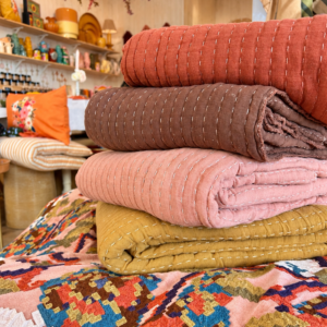 Plaid Tivoli Haomy en coton 130 x 200 cm - Plusieurs Coloris