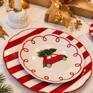 Set de 4 assiettes à dessert Noël Voiture Ø19 cm – OPJET