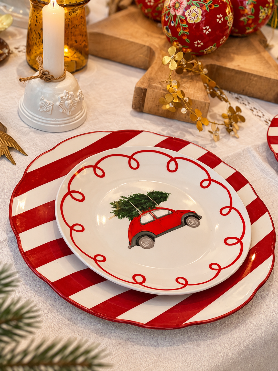 Set de 4 assiettes à dessert Noël Voiture Ø19 cm – OPJET