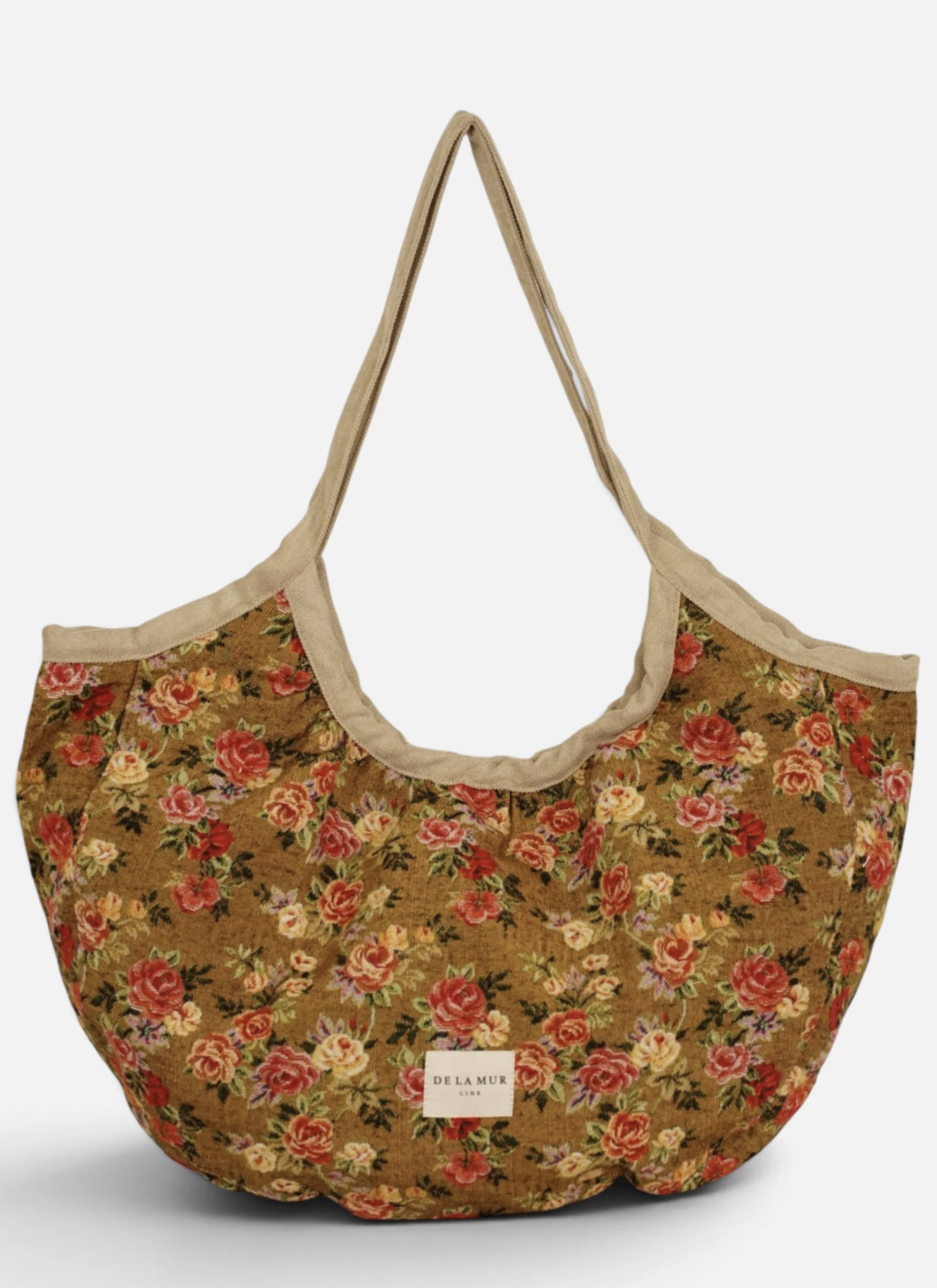 Sac cabas fleuri Esme à bordure beige – De La Mur – Image 2
