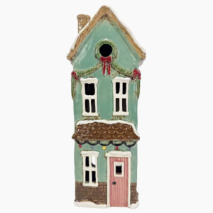 Maison photophore de Noël verte et rose – Clayre & Eef