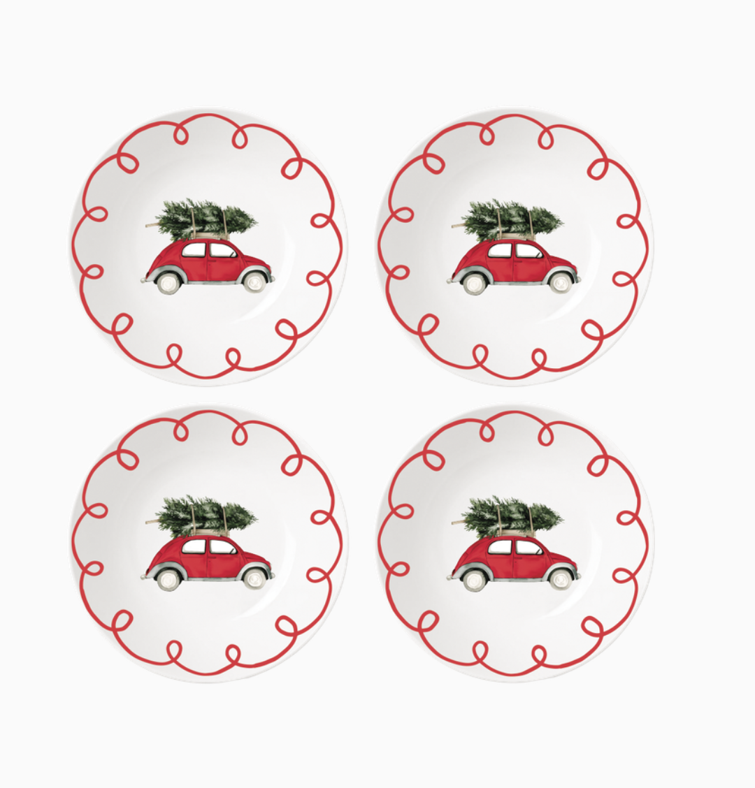 Set de 4 assiettes à dessert Noël Voiture Ø19 cm – OPJET – Image 2
