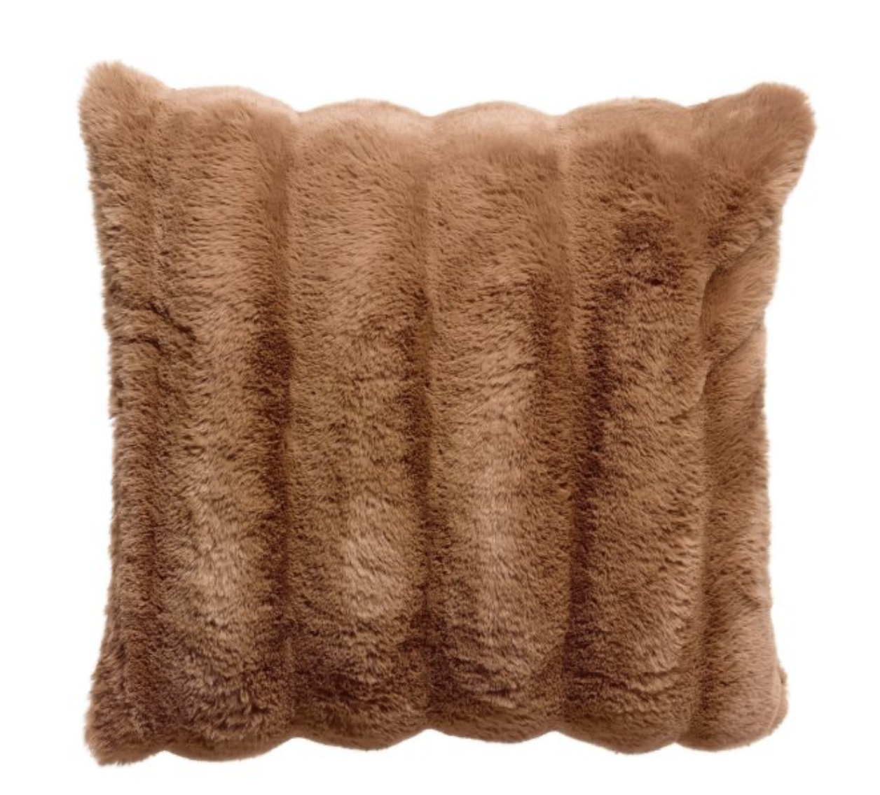 Coussin Astrid Moka en fausse fourrure – Vivaraise