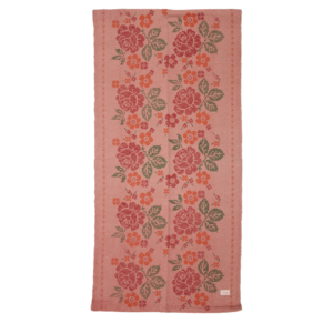 Tapis rectangulaire rose à fleurs en coton – 70 × 150 cm RICE