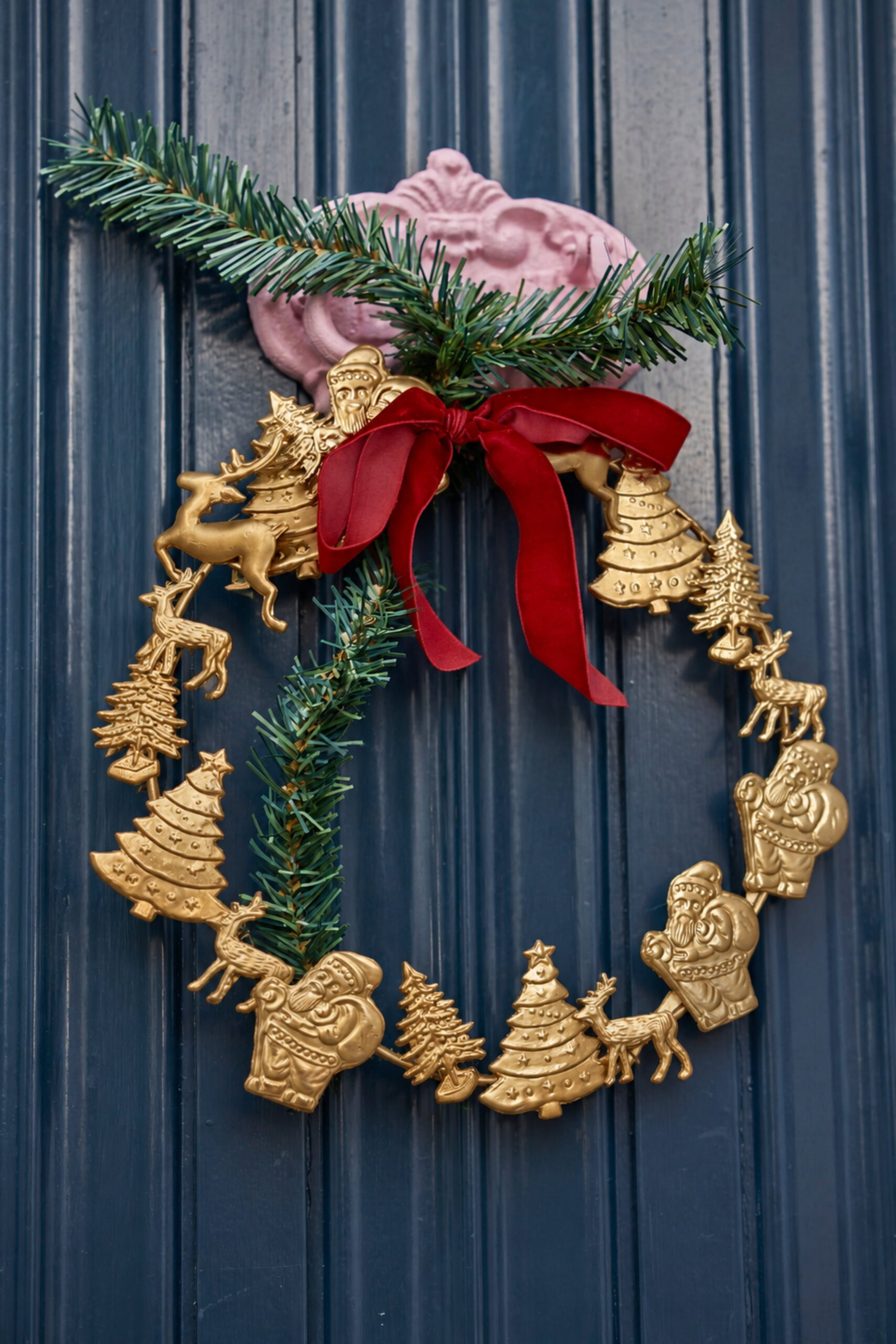 Couronne de Noël en métal doré – Rice – 34 cm – Image 2