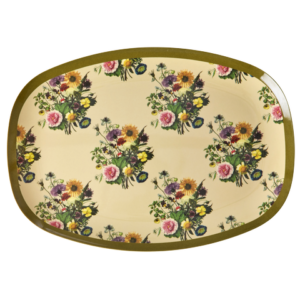 Plateau / Assiette rectangulaire Retro Bouquet Crème – RICE