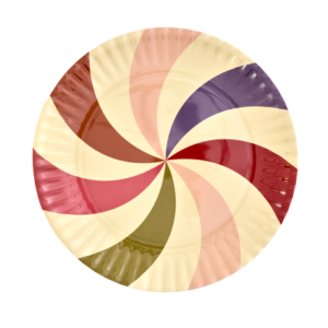 Grand plat rond en mélamine multicolore – RICE