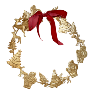 Couronne de Noël en métal doré – Rice – 34 cm