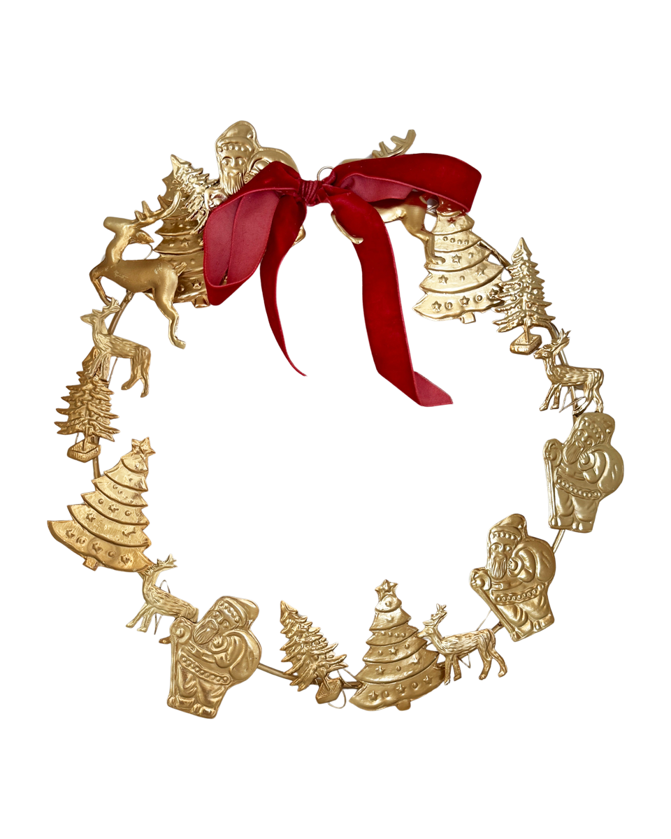Couronne de Noël en métal doré – Rice – 34 cm
