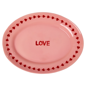 Grand plat de service en céramique LOVE rose – RICE