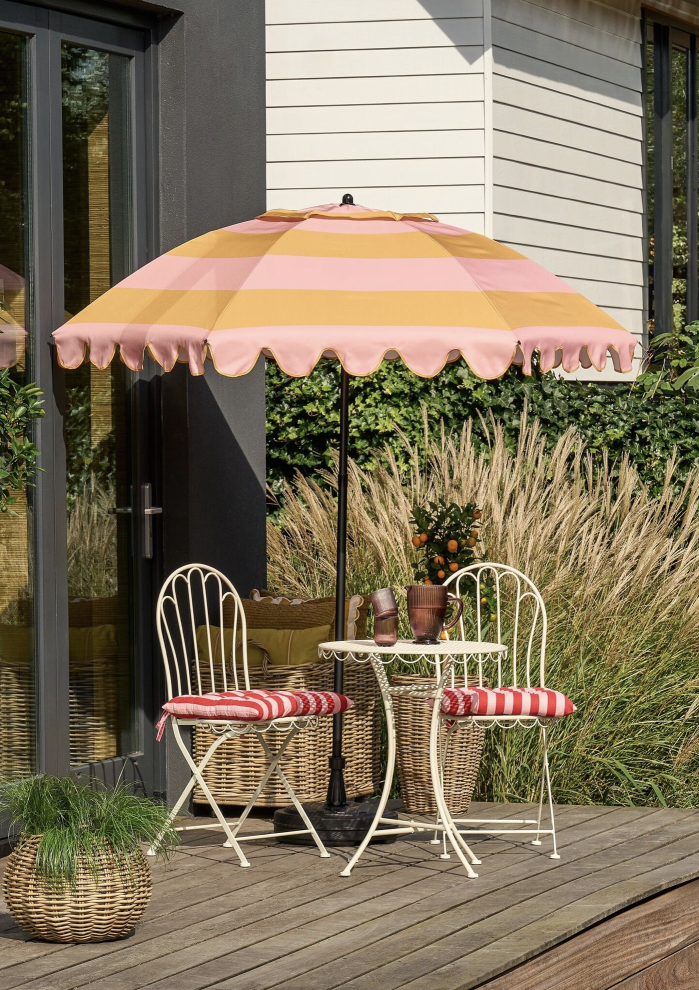Parasol Inclinable à rayures Rose & Jaune Ø197 cm – Image 2