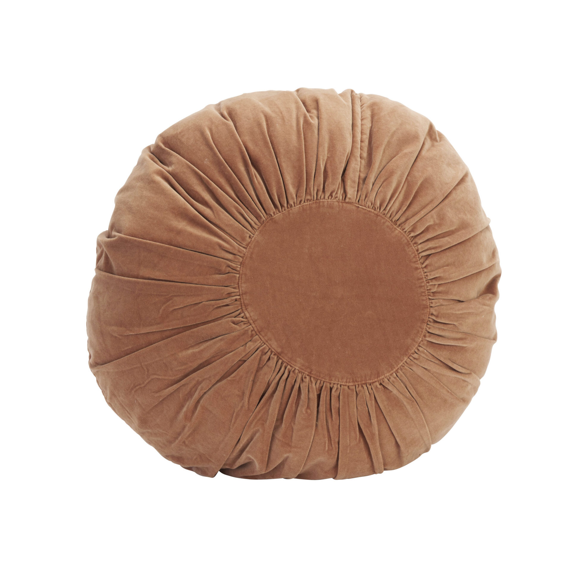 Coussin rond en velours rose pêche – Madam Stoltz