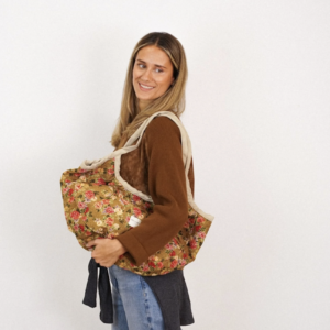 Sac cabas fleuri Esme à bordure beige – De La Mur