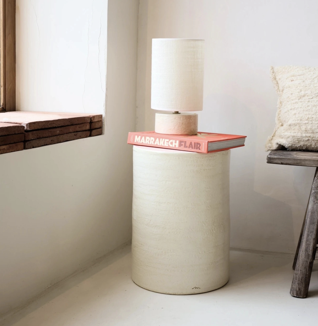 Table d’appoint Roucas en céramique Calcaire Ø31 cm – Masamé