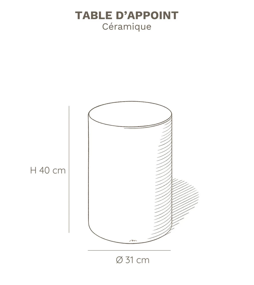 Table d’appoint Roucas en céramique Lin Ø31 cm – Masamé – Image 4