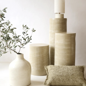 Table d’appoint Roucas en céramique Lin Ø31 cm – Masamé