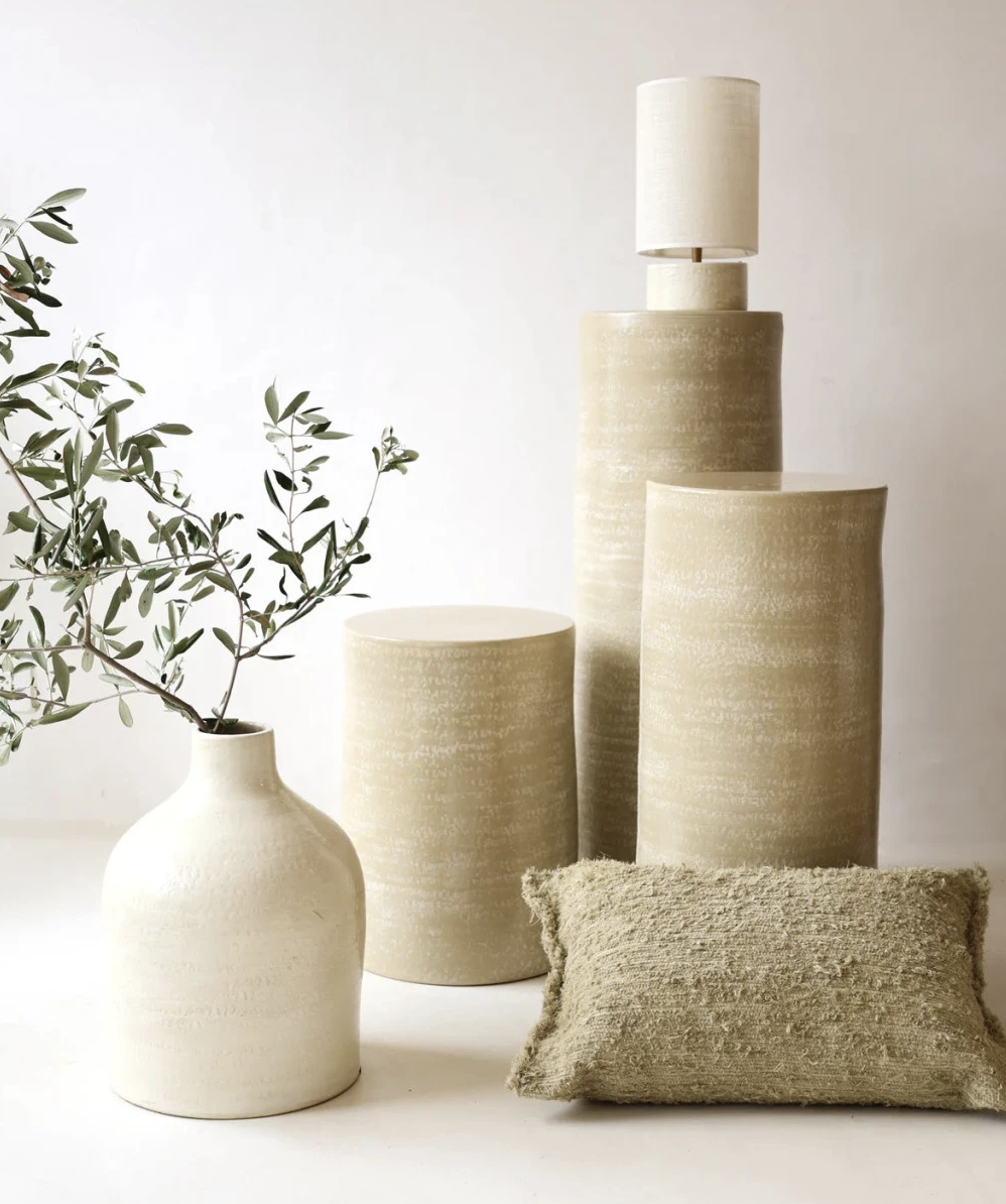 Table d’appoint Roucas en céramique Lin Ø31 cm – Masamé